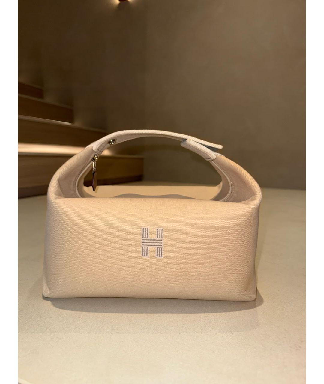 HERMES Бежевая хлопковая косметичка, фото 7
