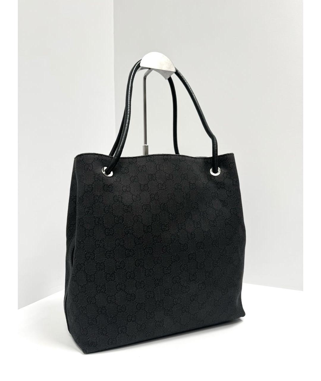 GUCCI Черная тканевая сумка тоут, фото 3