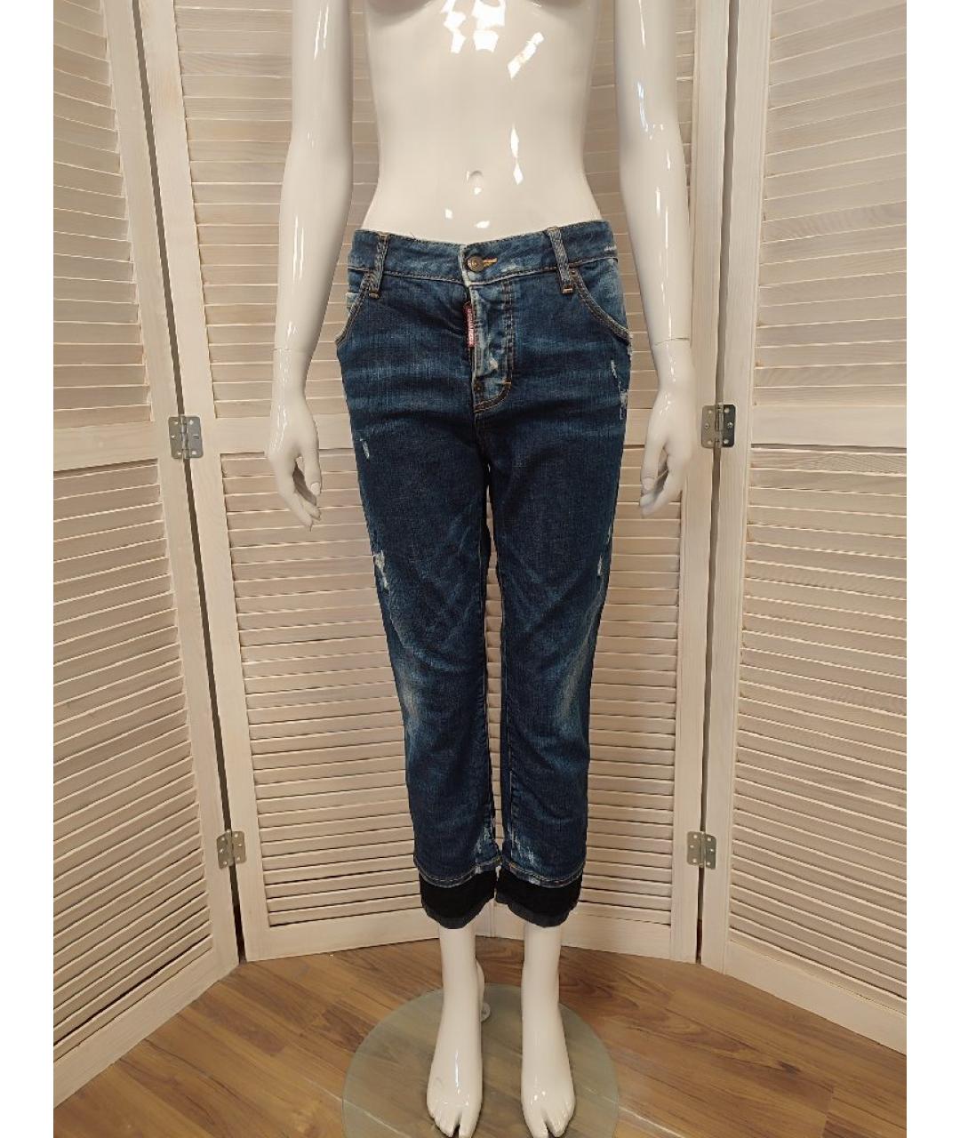 DSQUARED2 Темно-синие хлопковые прямые джинсы, фото 10