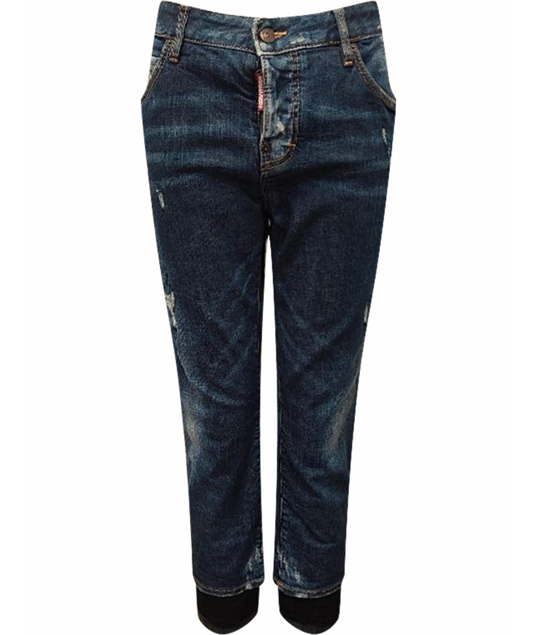 DSQUARED2 Темно-синие хлопковые прямые джинсы, фото 1
