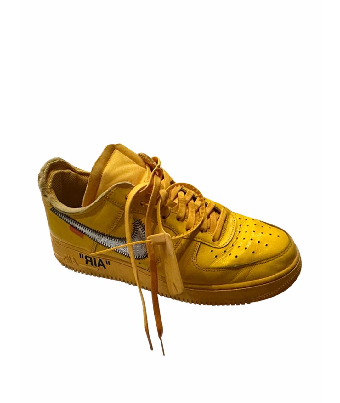 NIKE X OFF-WHITE Желтые кожаные низкие кроссовки / кеды, фото 1