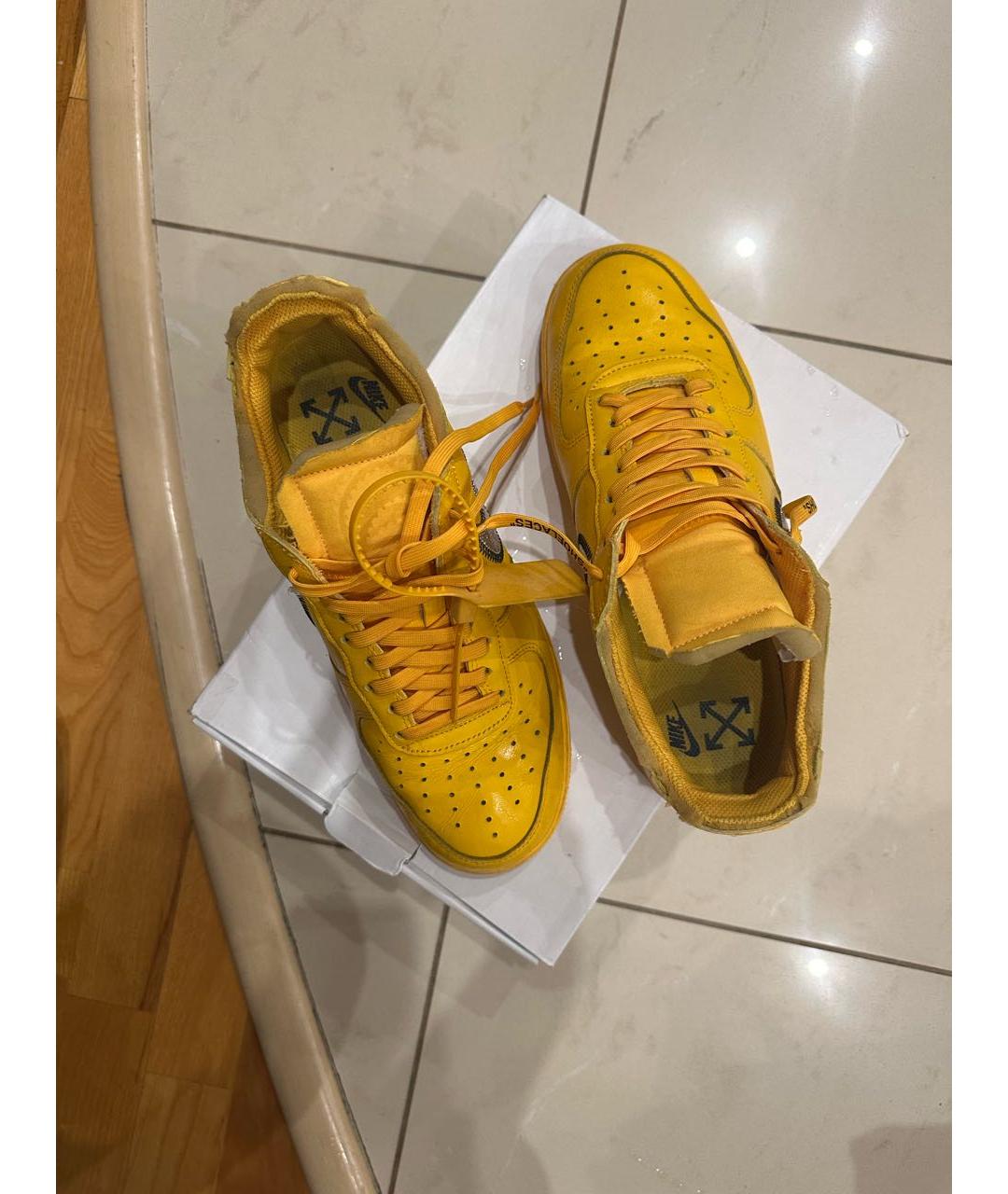 NIKE X OFF-WHITE Желтые кожаные низкие кроссовки / кеды, фото 3