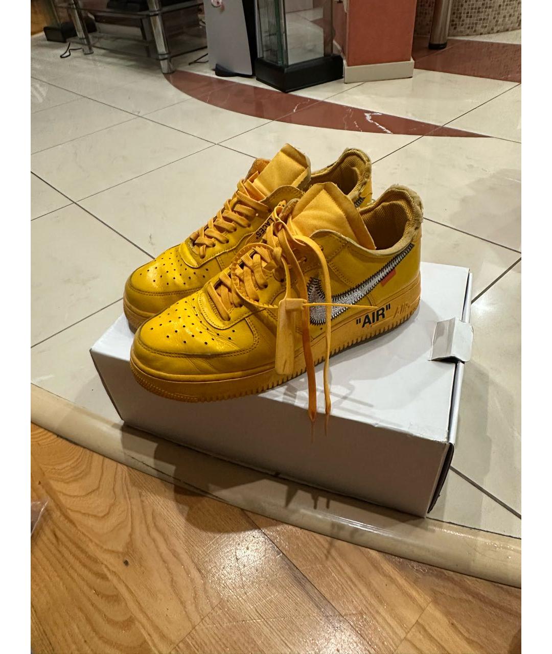 NIKE X OFF-WHITE Желтые кожаные низкие кроссовки / кеды, фото 2
