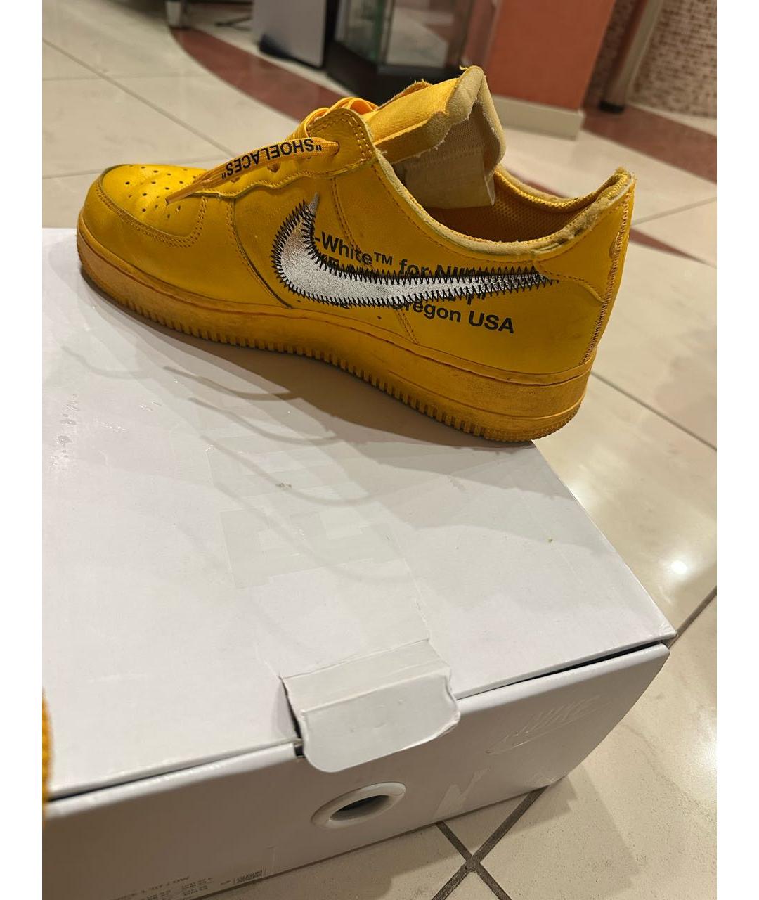 NIKE X OFF-WHITE Желтые кожаные низкие кроссовки / кеды, фото 5