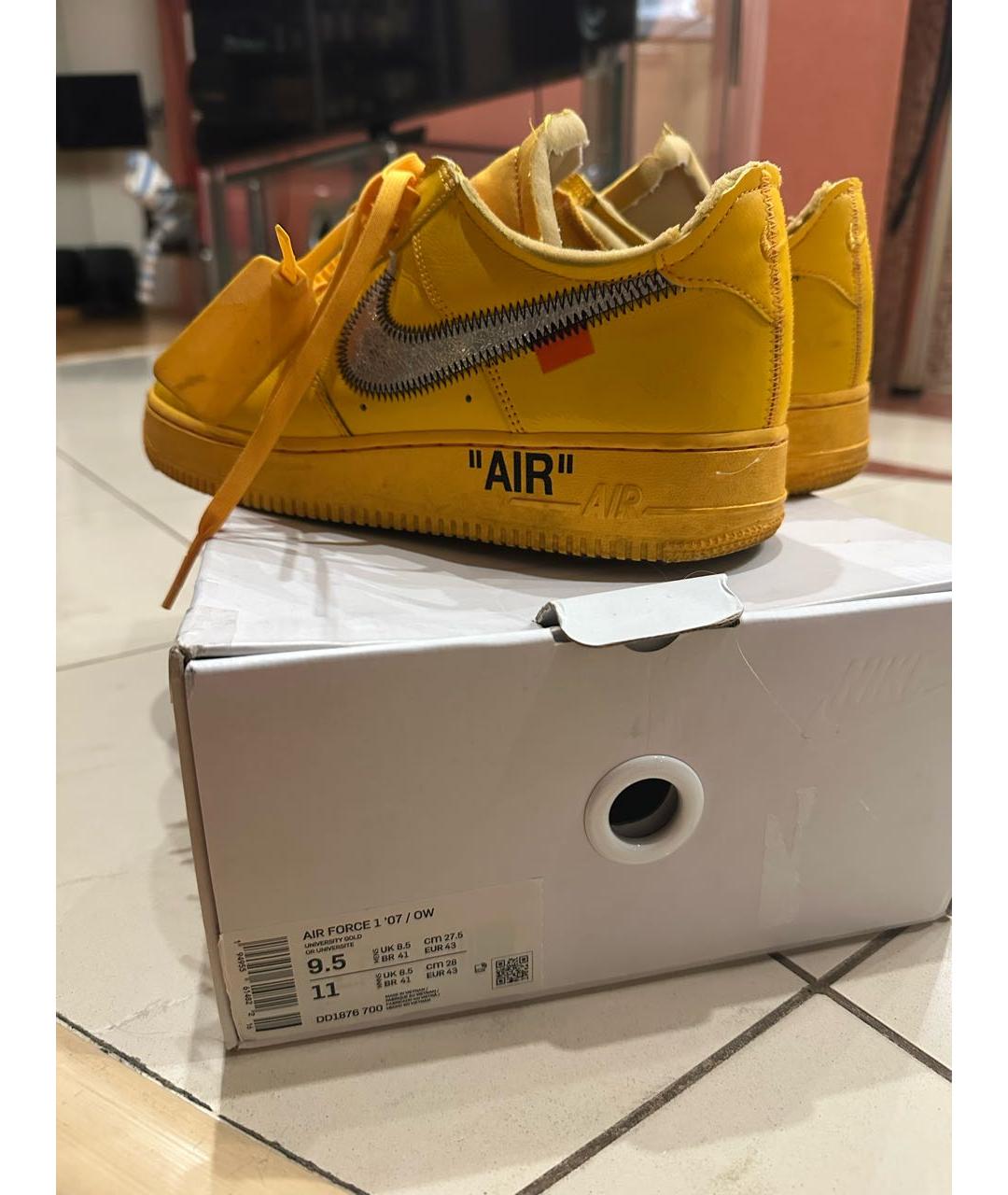 NIKE X OFF-WHITE Желтые кожаные низкие кроссовки / кеды, фото 4