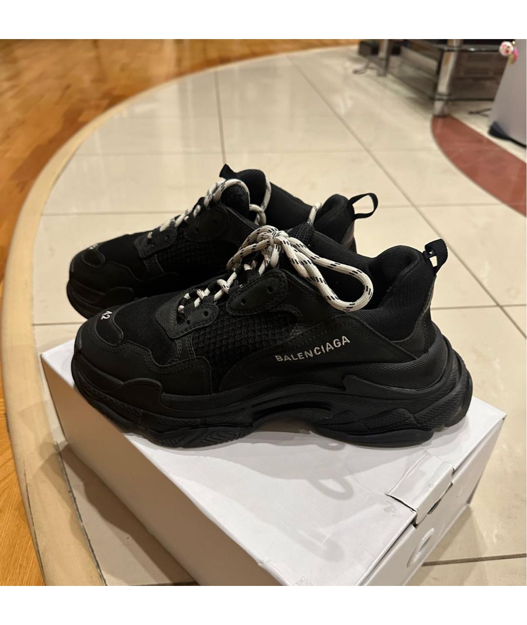 BALENCIAGA Черные текстильные низкие кроссовки / кеды, фото 5