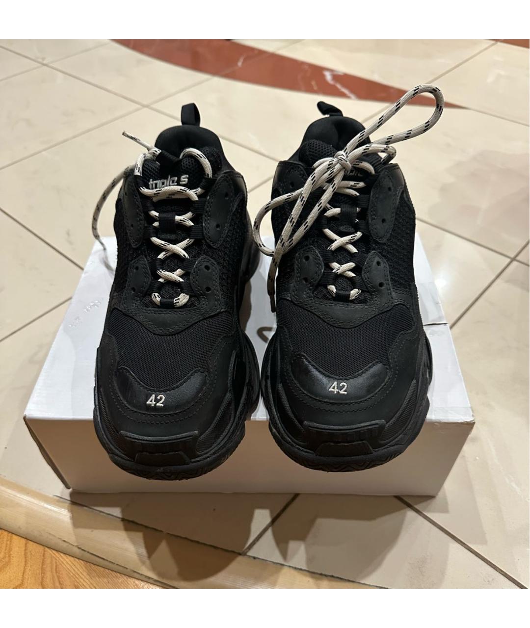 BALENCIAGA Черные текстильные низкие кроссовки / кеды, фото 2