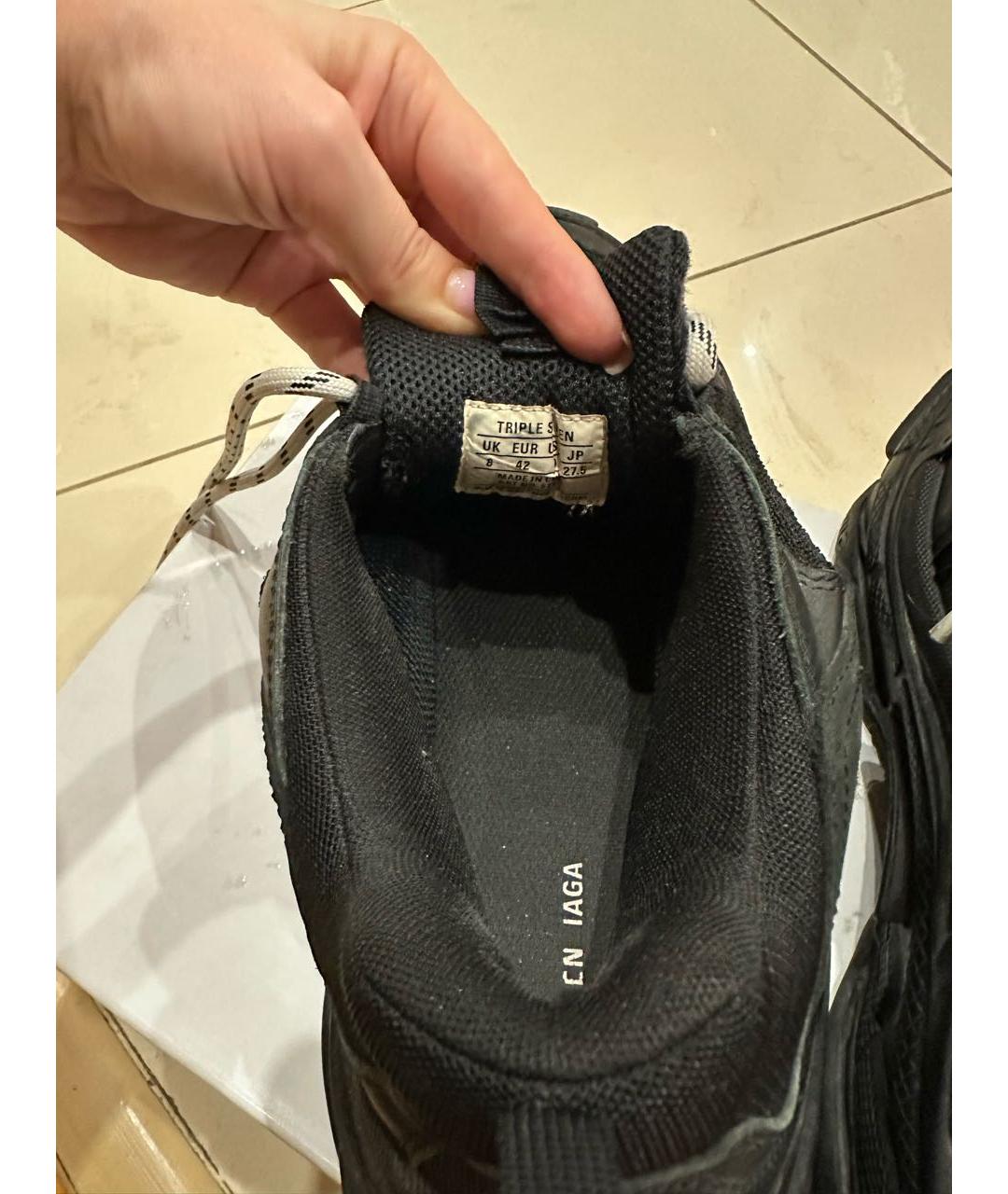 BALENCIAGA Черные текстильные низкие кроссовки / кеды, фото 3