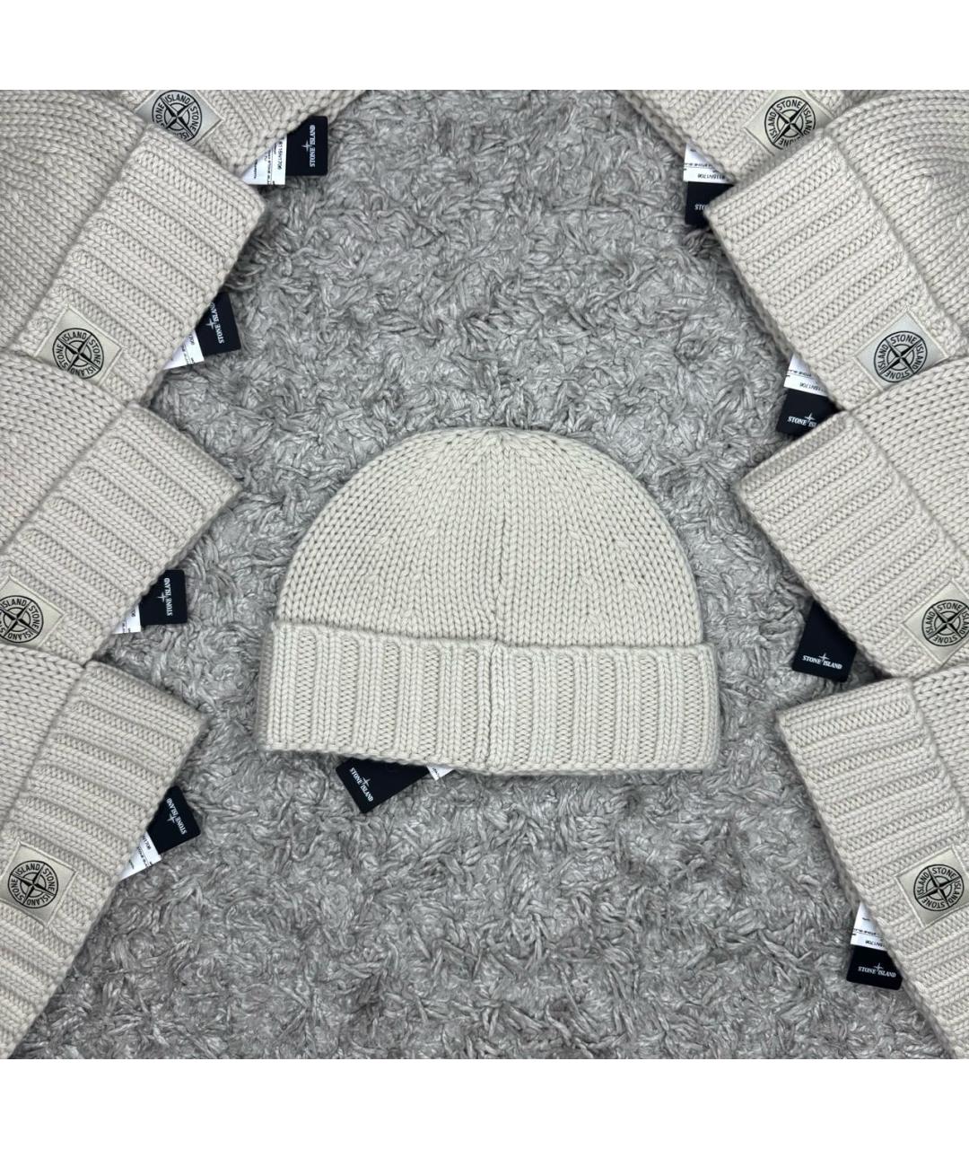 STONE ISLAND Бежевая шерстяная шапка, фото 6