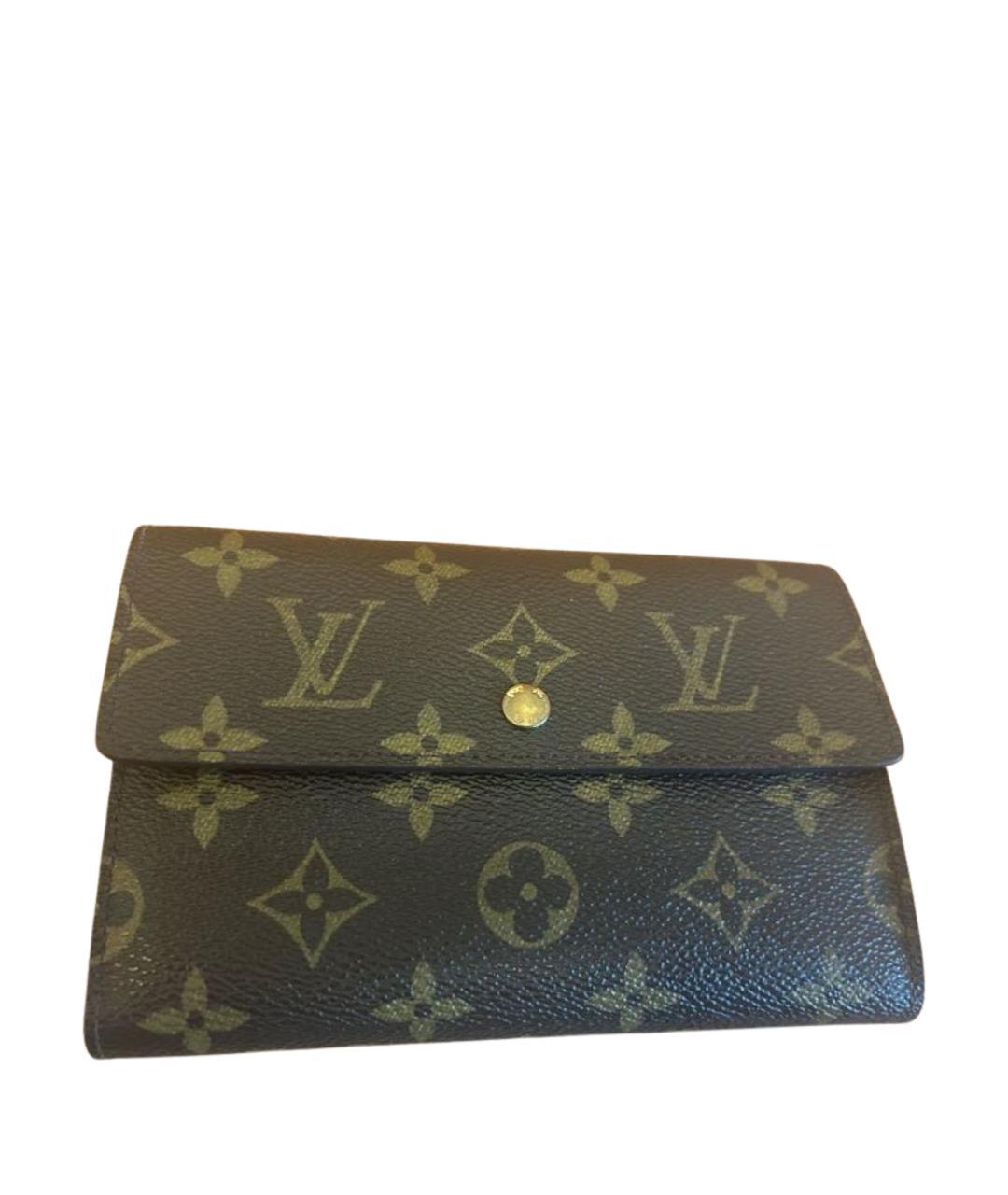 LOUIS VUITTON Коричневый кожаный кошелек, фото 1
