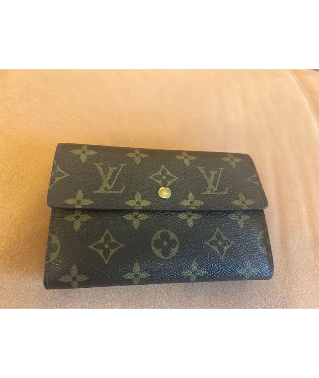 LOUIS VUITTON Коричневый кожаный кошелек, фото 7