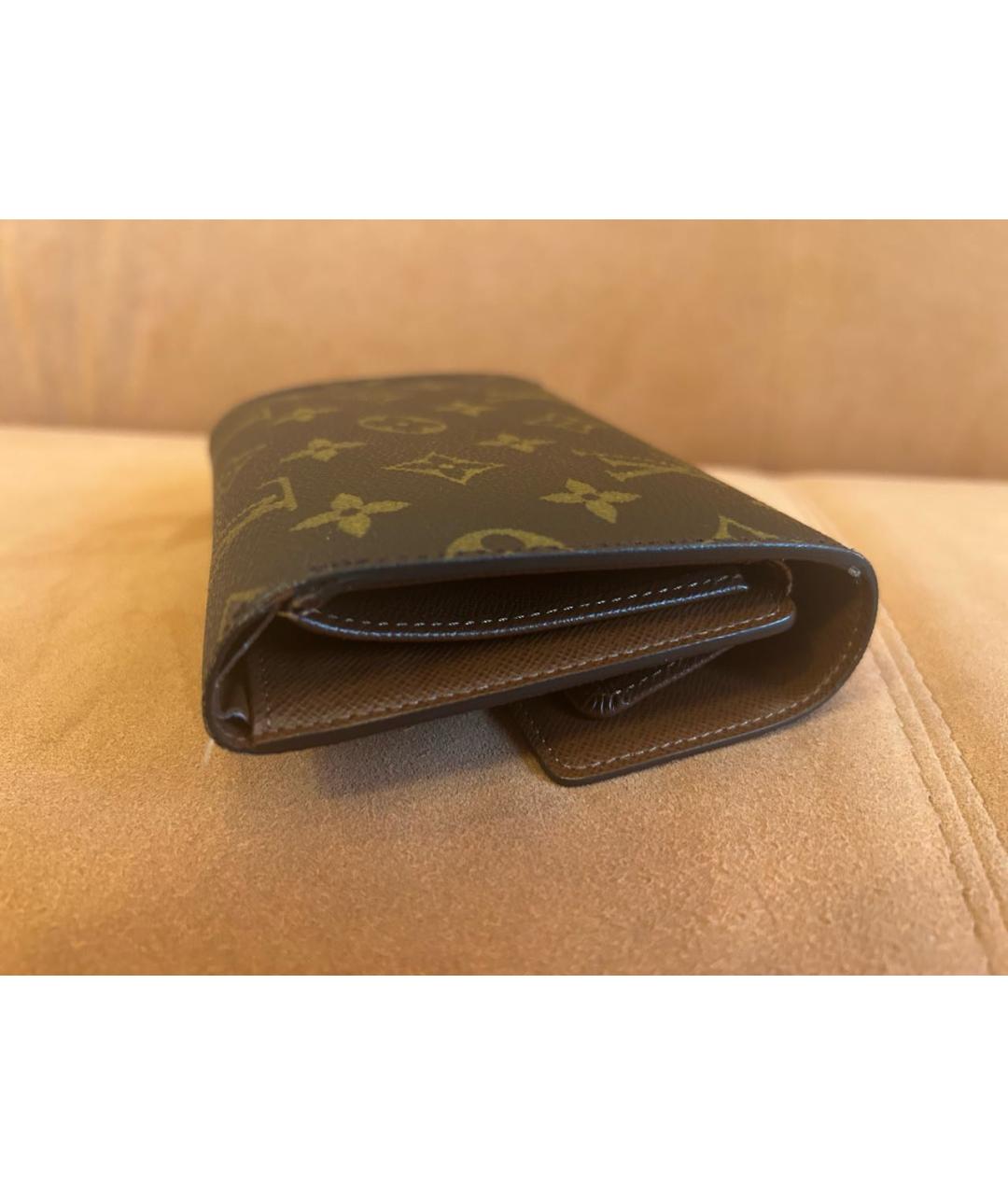 LOUIS VUITTON Коричневый кожаный кошелек, фото 5