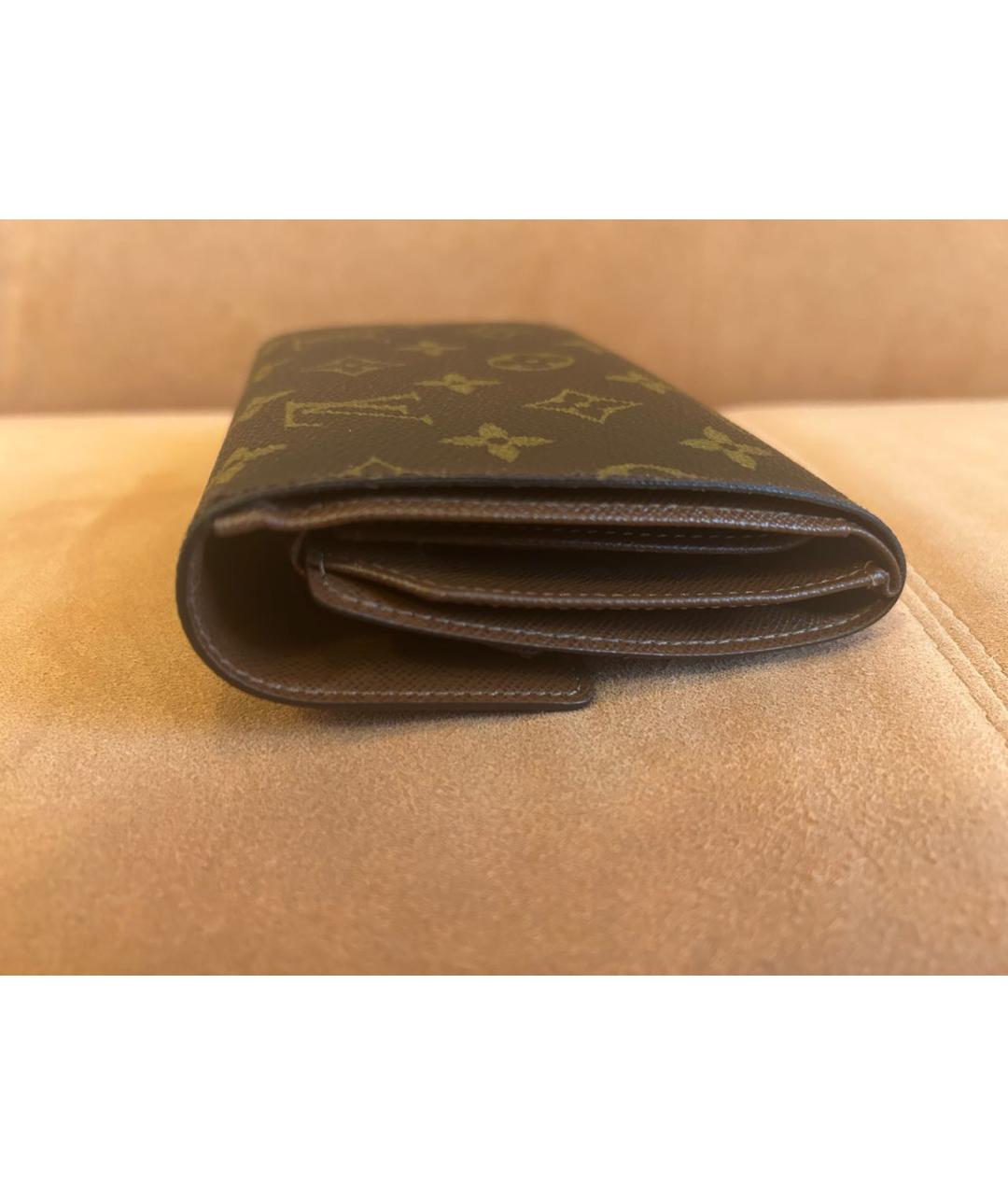 LOUIS VUITTON Коричневый кожаный кошелек, фото 4
