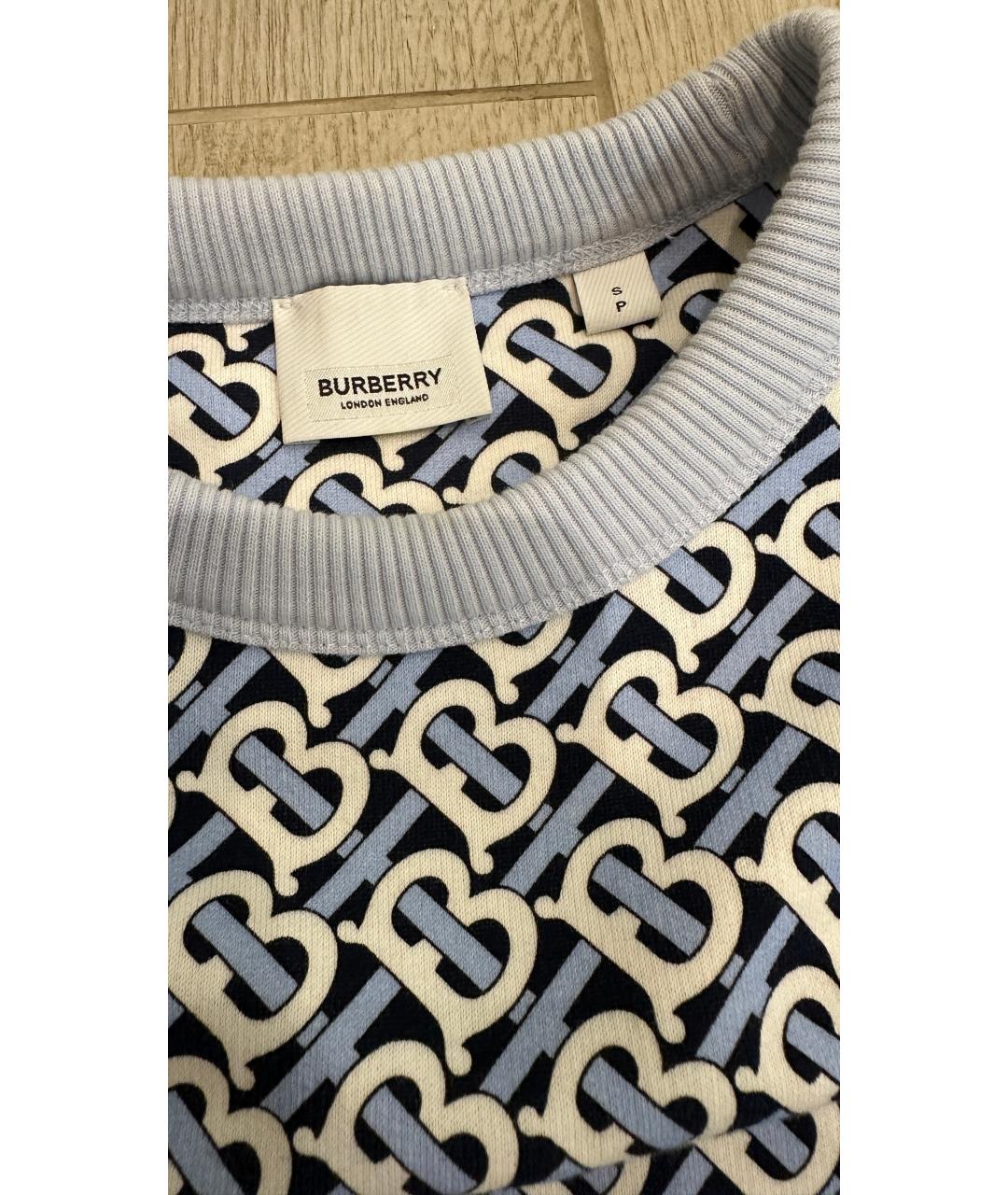 BURBERRY Голубой хлопковый джемпер / свитер, фото 2