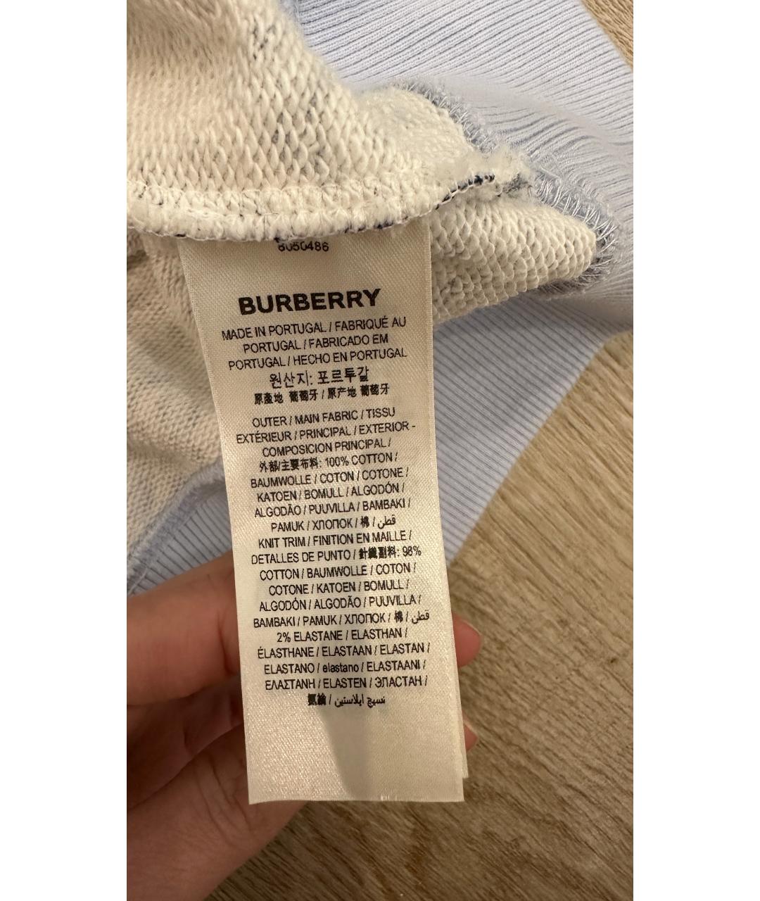 BURBERRY Голубой хлопковый джемпер / свитер, фото 3