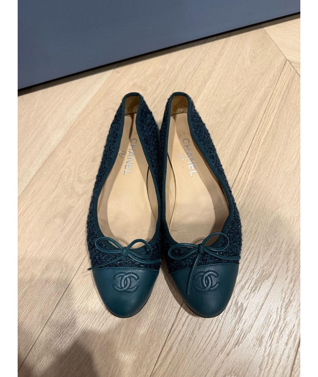 CHANEL Зеленые кожаные балетки, фото 4