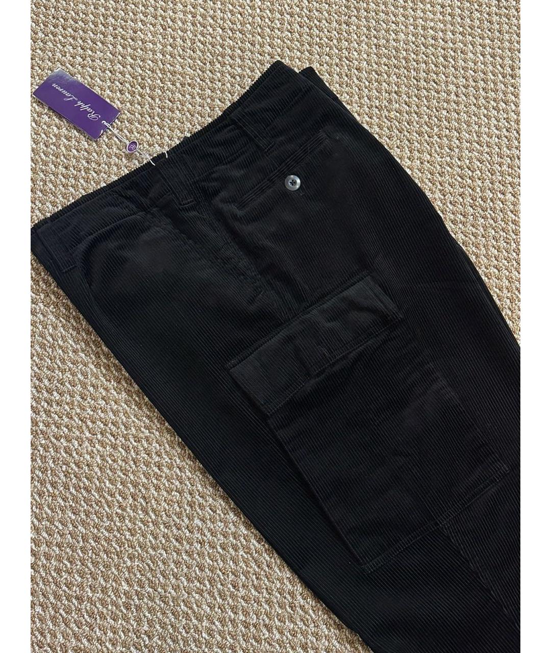 RALPH LAUREN PURPLE LABEL Черные хлопковые повседневные брюки, фото 2