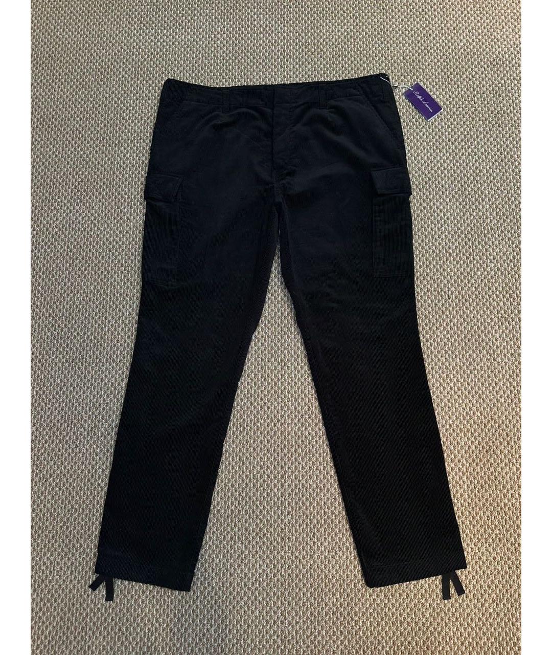 RALPH LAUREN PURPLE LABEL Черные хлопковые повседневные брюки, фото 4