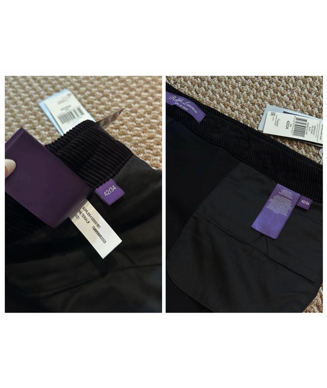 RALPH LAUREN PURPLE LABEL Черные хлопковые повседневные брюки, фото 7