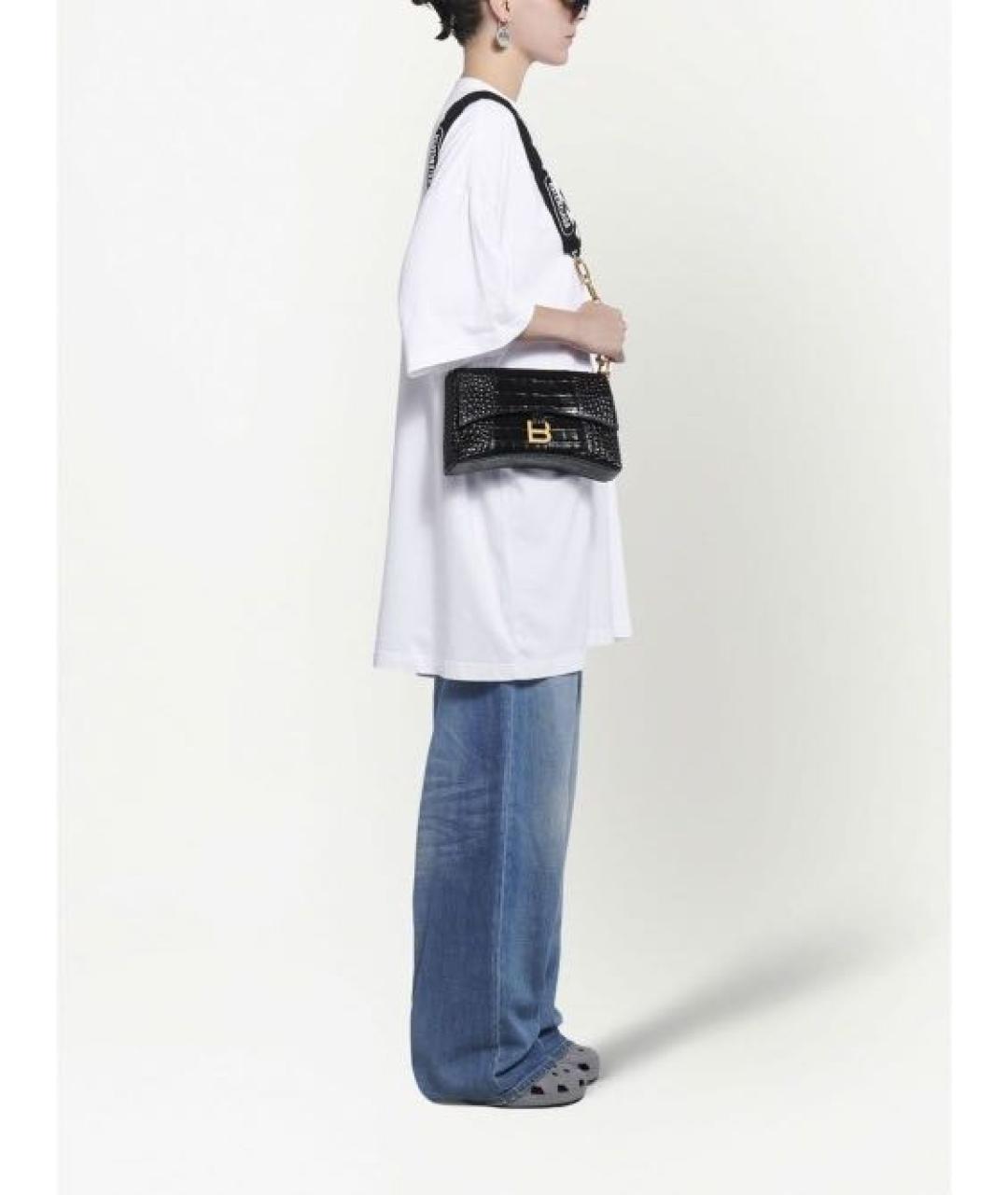 BALENCIAGA Черная кожаная сумка через плечо, фото 5