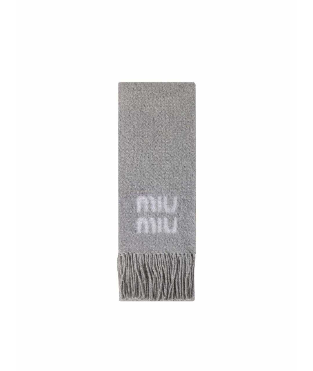 MIU MIU Серый шерстяной шарф, фото 1