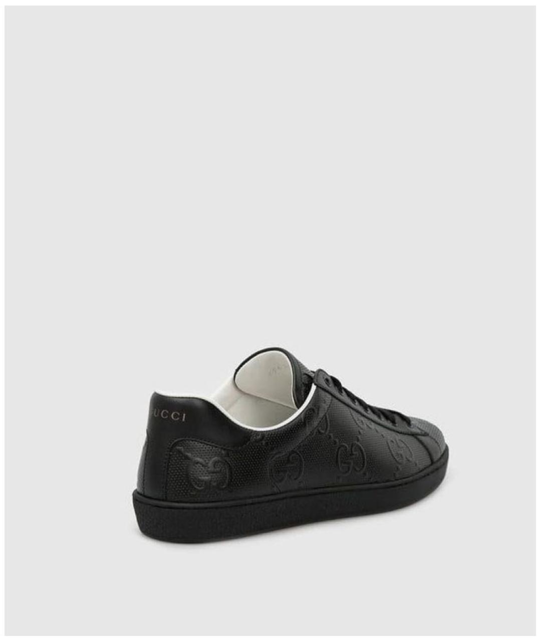 GUCCI Черные кожаные низкие кроссовки / кеды, фото 4