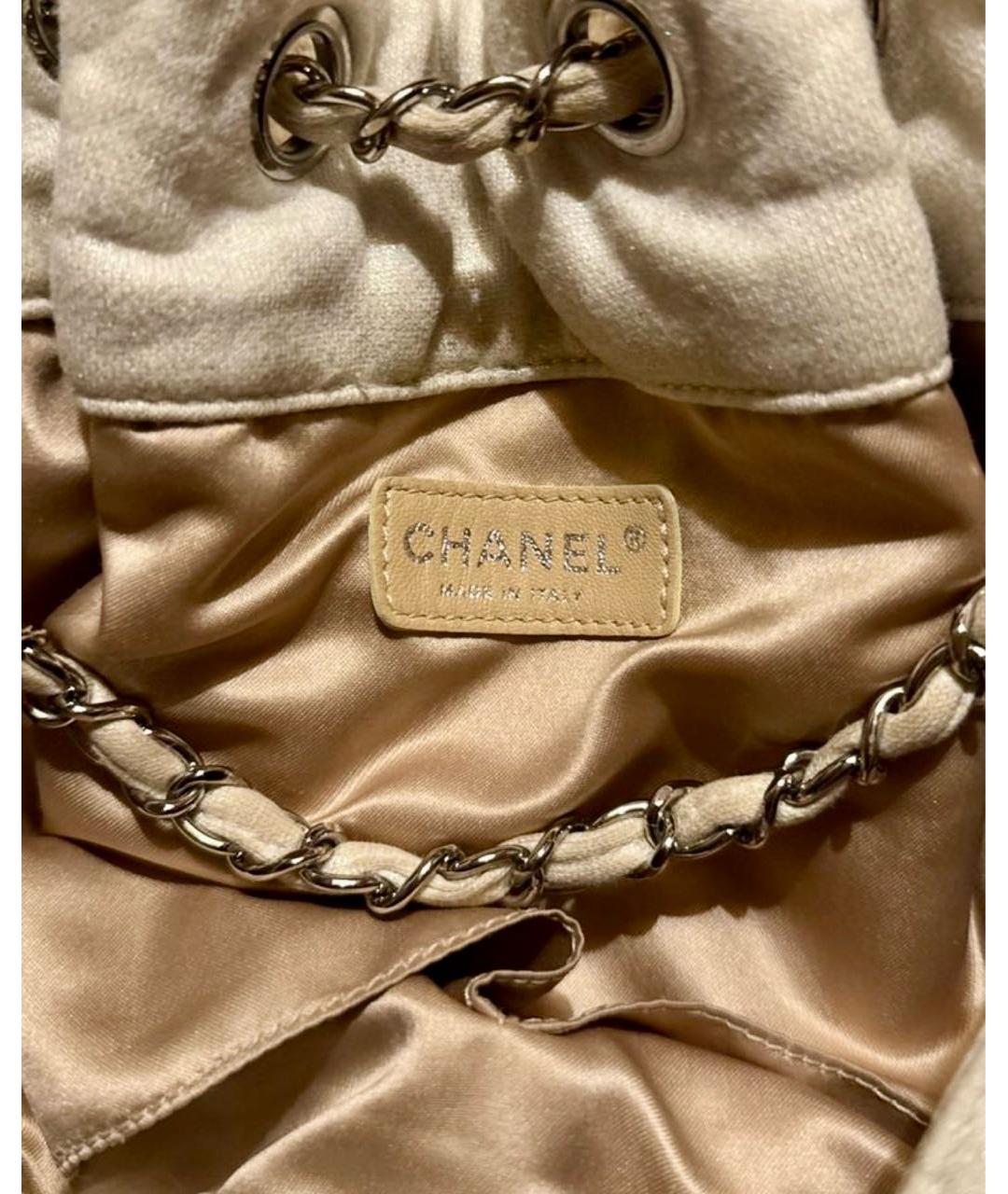 CHANEL Бежевая хлопковая сумка с короткими ручками, фото 3