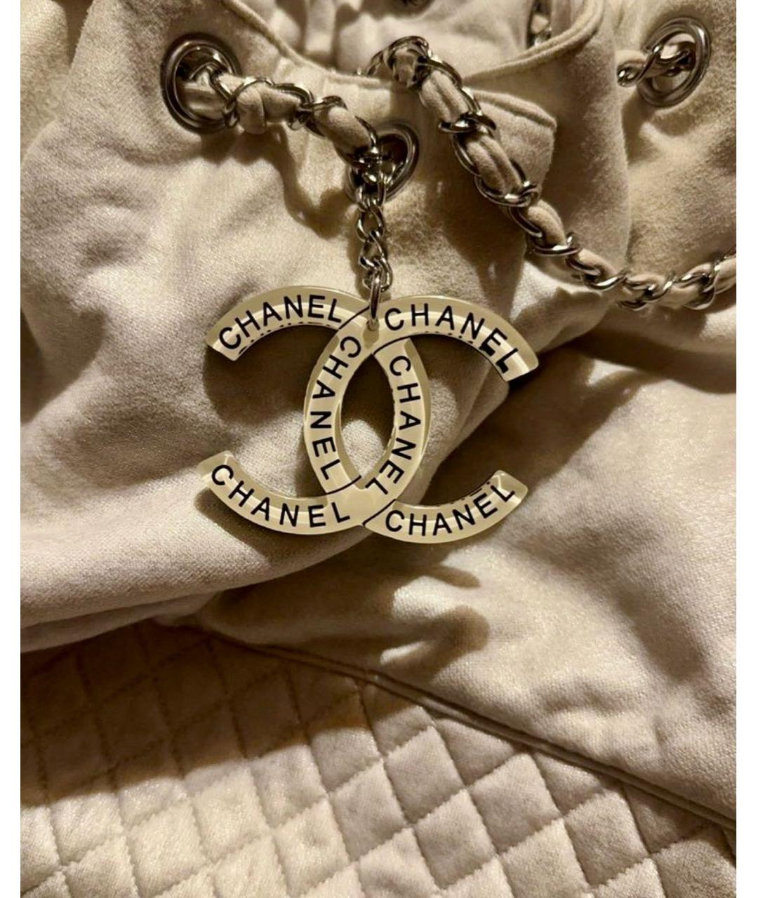 CHANEL Бежевая хлопковая сумка с короткими ручками, фото 5