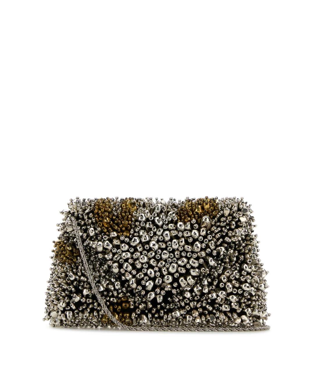 DRIES VAN NOTEN Серебряная тканевая сумка с короткими ручками, фото 2