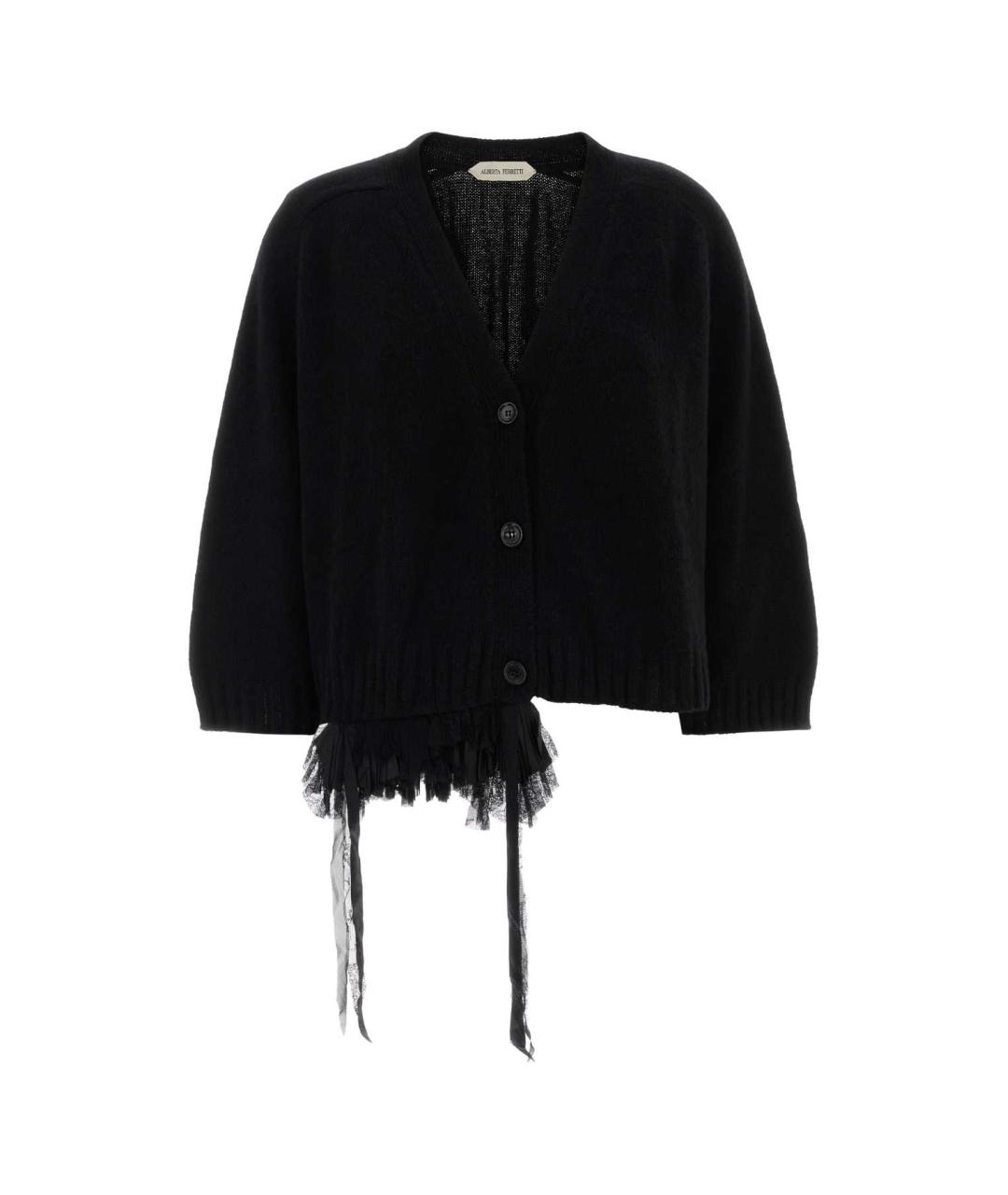 ALBERTA FERRETTI Черная кашемировая футболка, фото 1