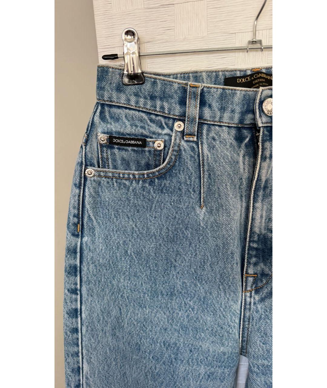 DOLCE&GABBANA Голубые хлопковые прямые джинсы, фото 5