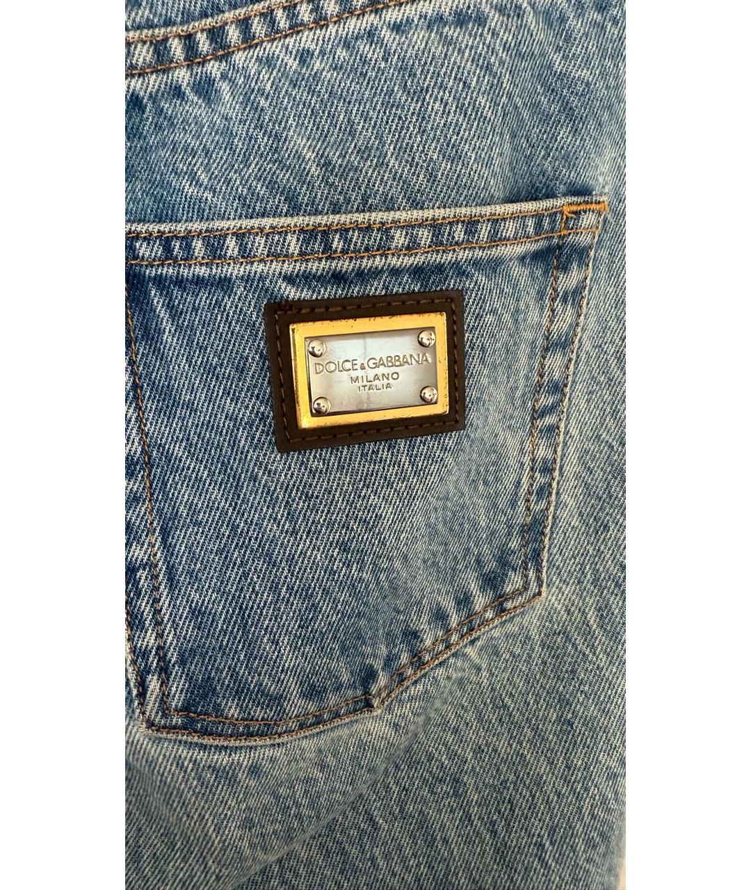 DOLCE&GABBANA Голубые хлопковые прямые джинсы, фото 3