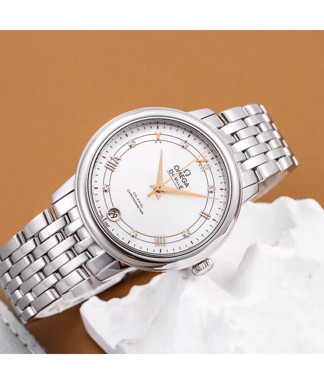 OMEGA Серебряные металлические часы, фото 3