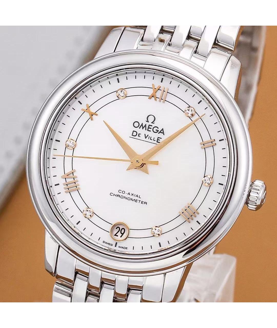 OMEGA Серебряные металлические часы, фото 4