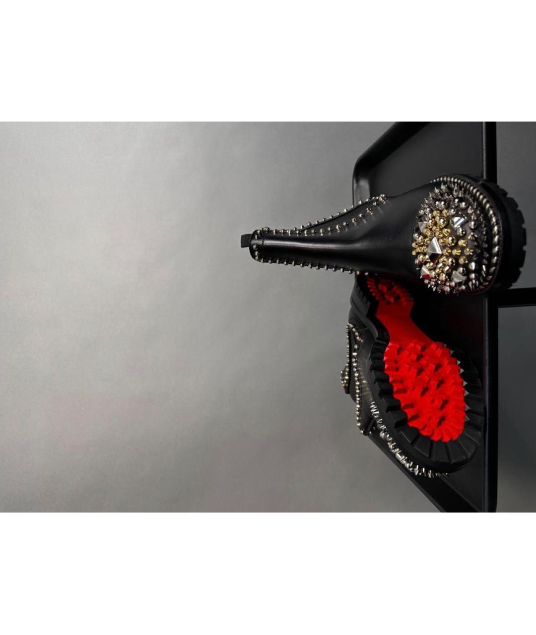 CHRISTIAN LOUBOUTIN Черные кожаные ботинки, фото 2