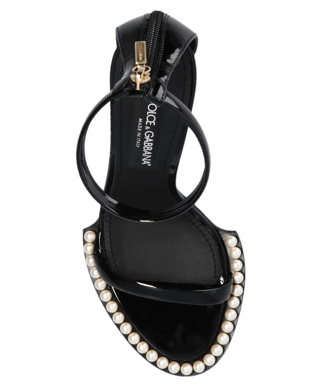 DOLCE&GABBANA Черные кожаные босоножки, фото 3