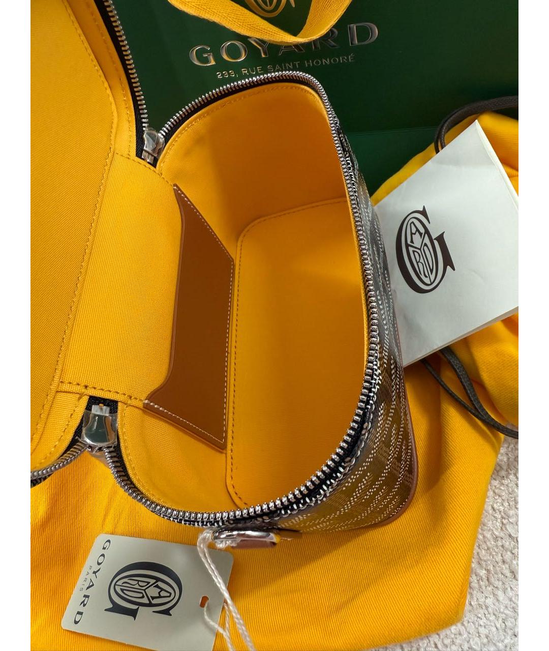 GOYARD Коричневая кожаная сумка с короткими ручками, фото 7
