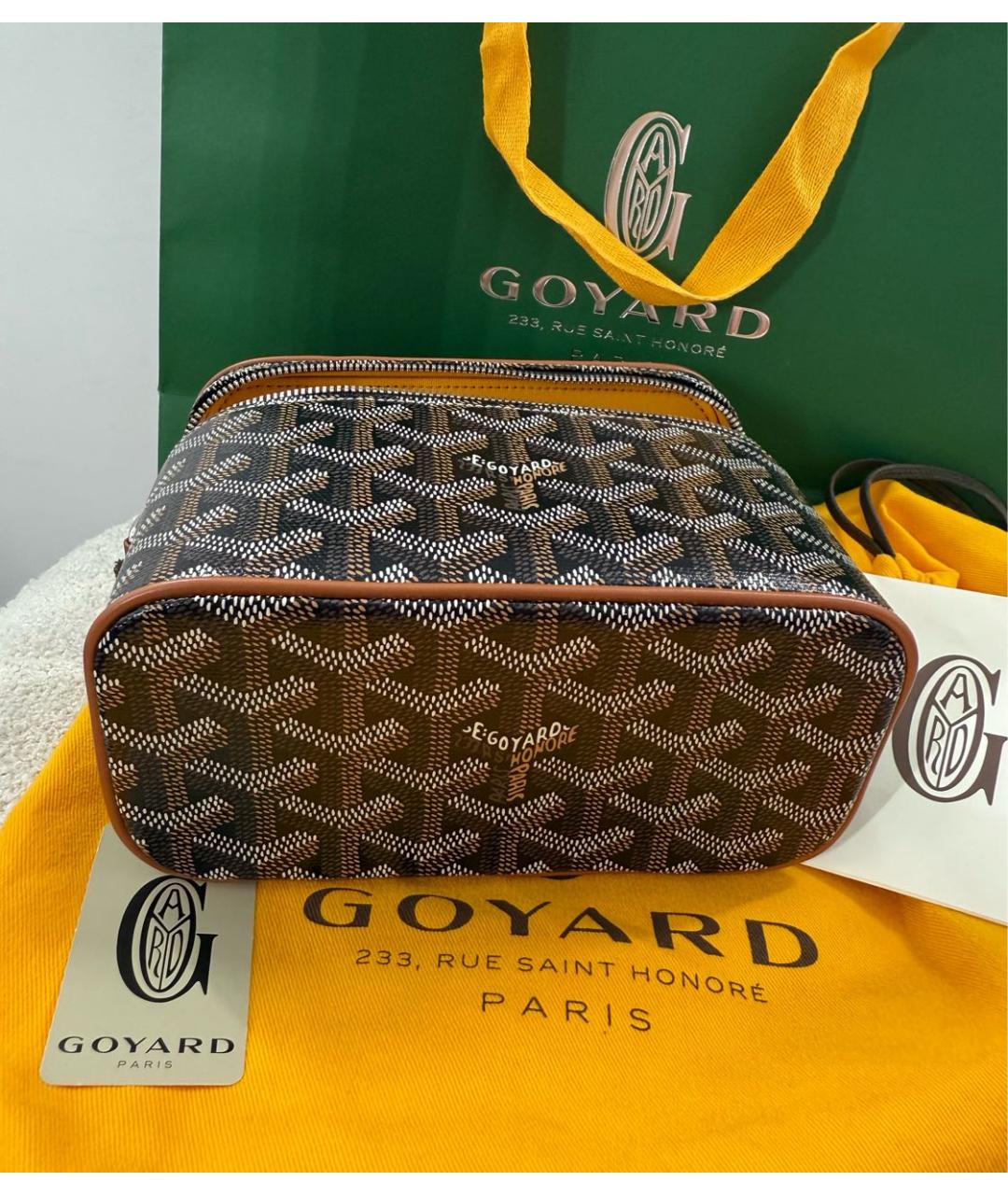 GOYARD Коричневая кожаная сумка с короткими ручками, фото 8