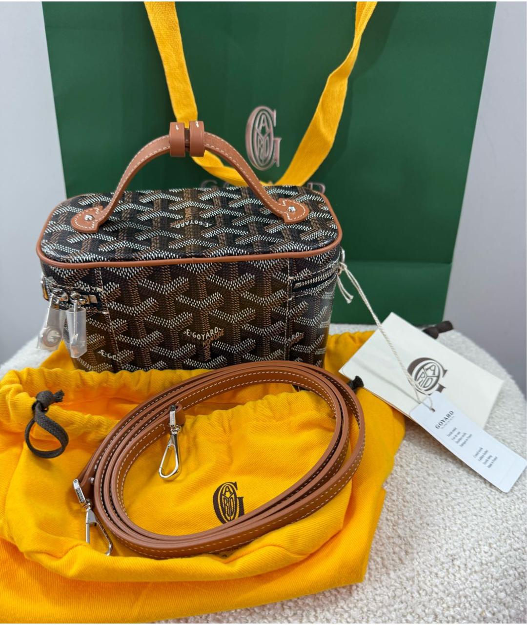 GOYARD Коричневая кожаная сумка с короткими ручками, фото 5