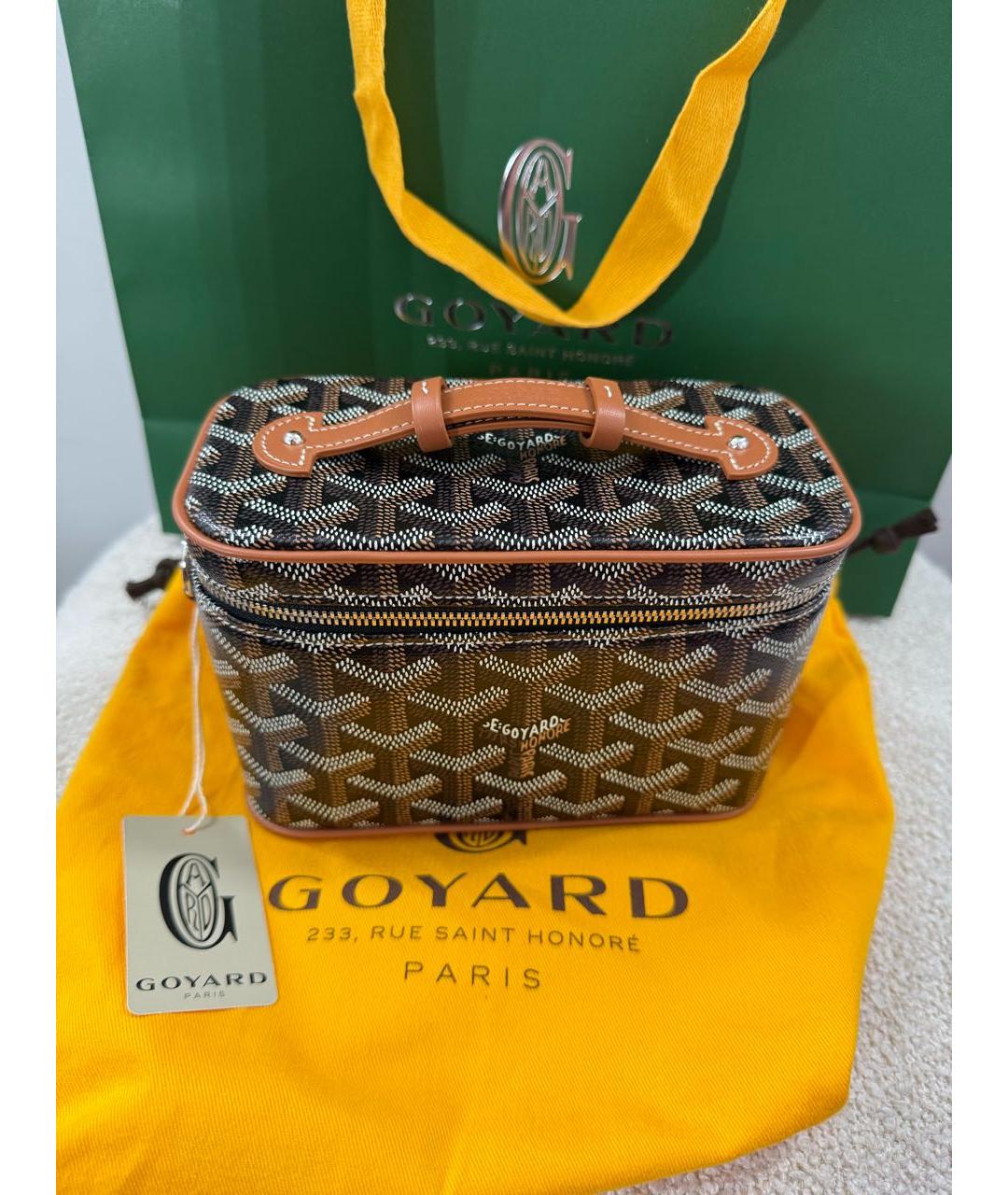 GOYARD Коричневая кожаная сумка с короткими ручками, фото 9