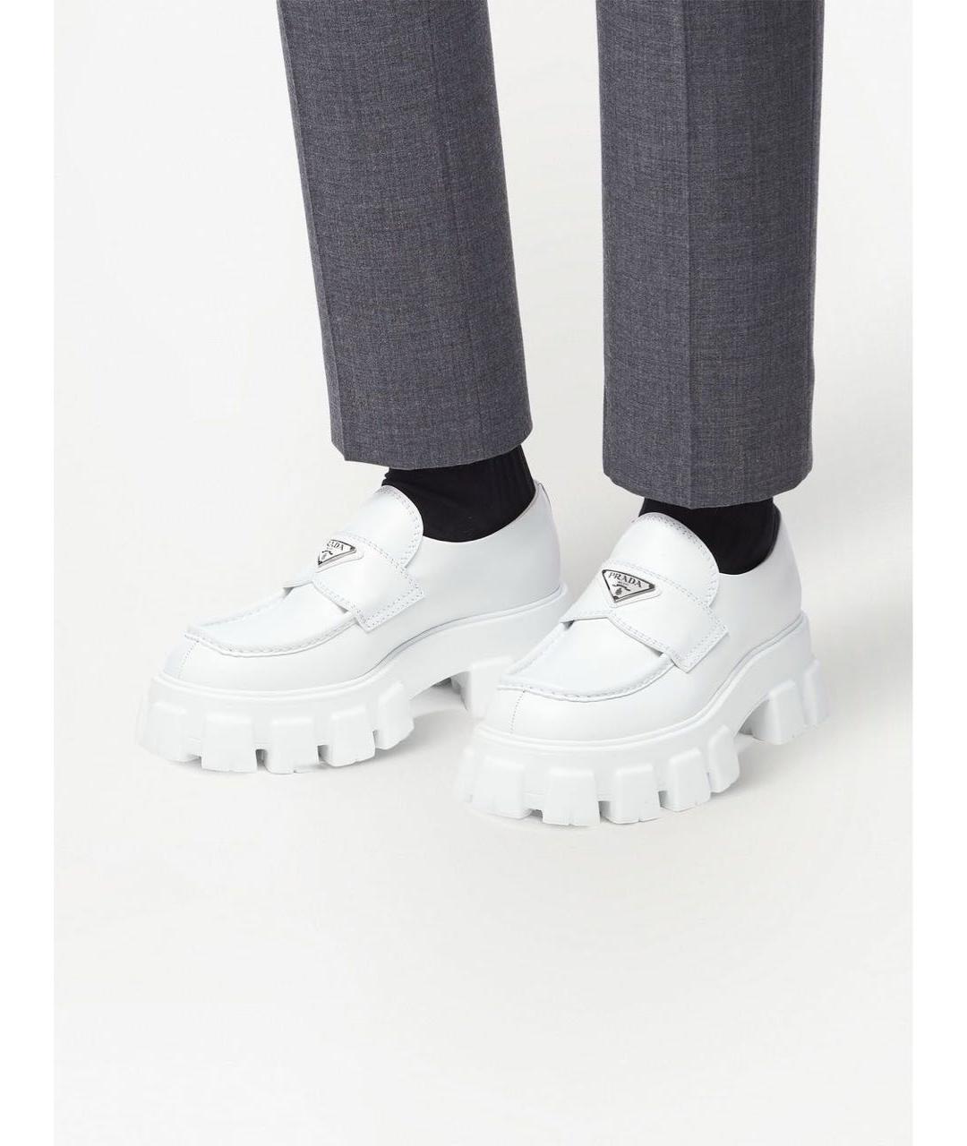 PRADA Белые кожаные лоферы, фото 3