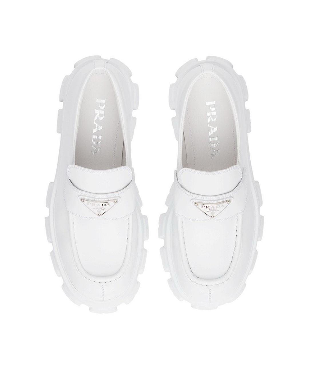 PRADA Белые кожаные лоферы, фото 2