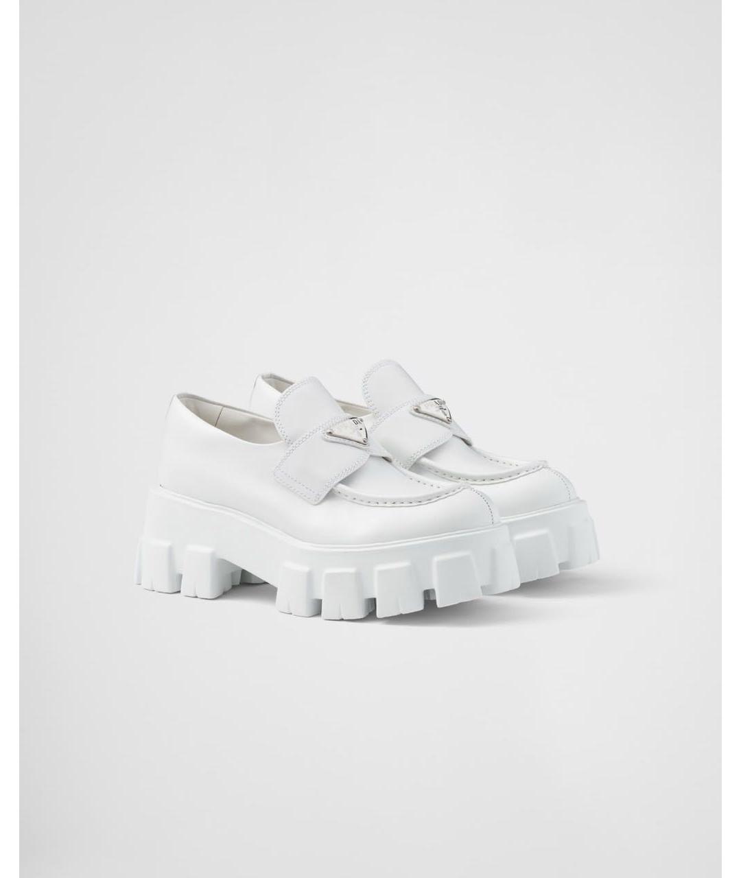 PRADA Белые кожаные лоферы, фото 4