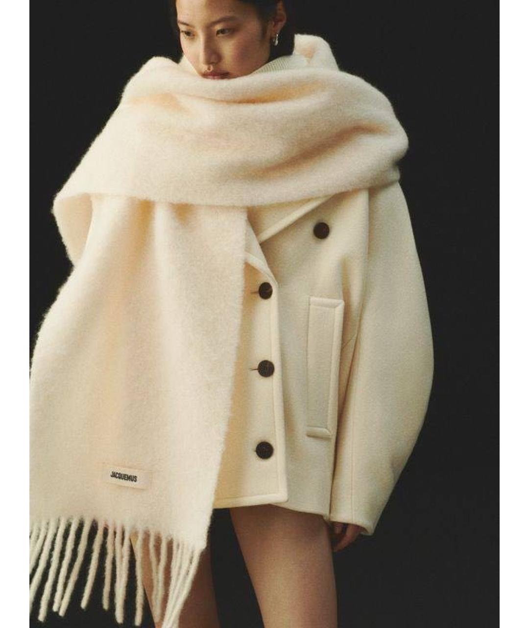 JACQUEMUS Белый шерстяной шарф, фото 4