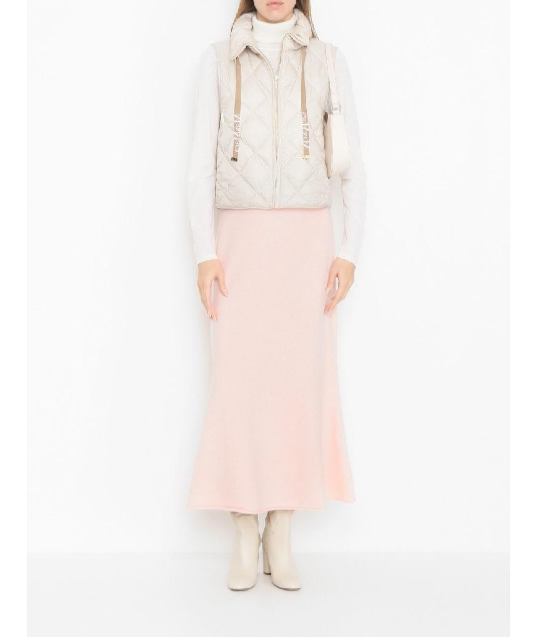 SPORTMAX Розовая кашемировая юбка макси, фото 5
