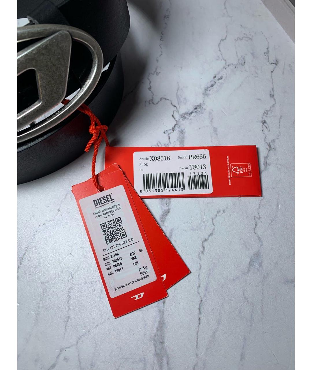 DIESEL Черный кожаный ремень, фото 4