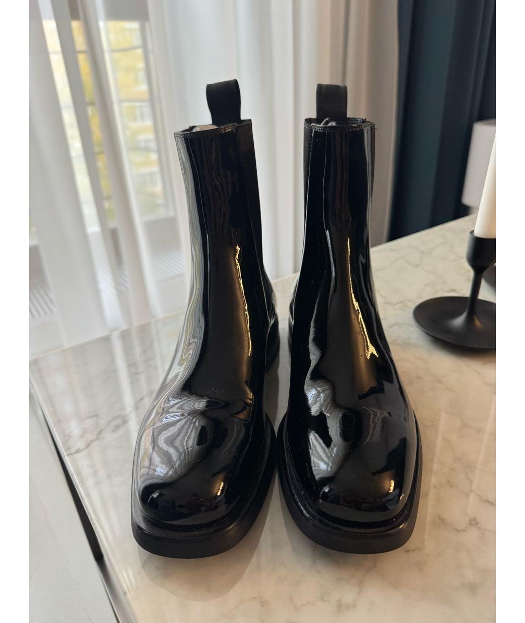 SANTONI Черные ботинки из лакированной кожи, фото 2
