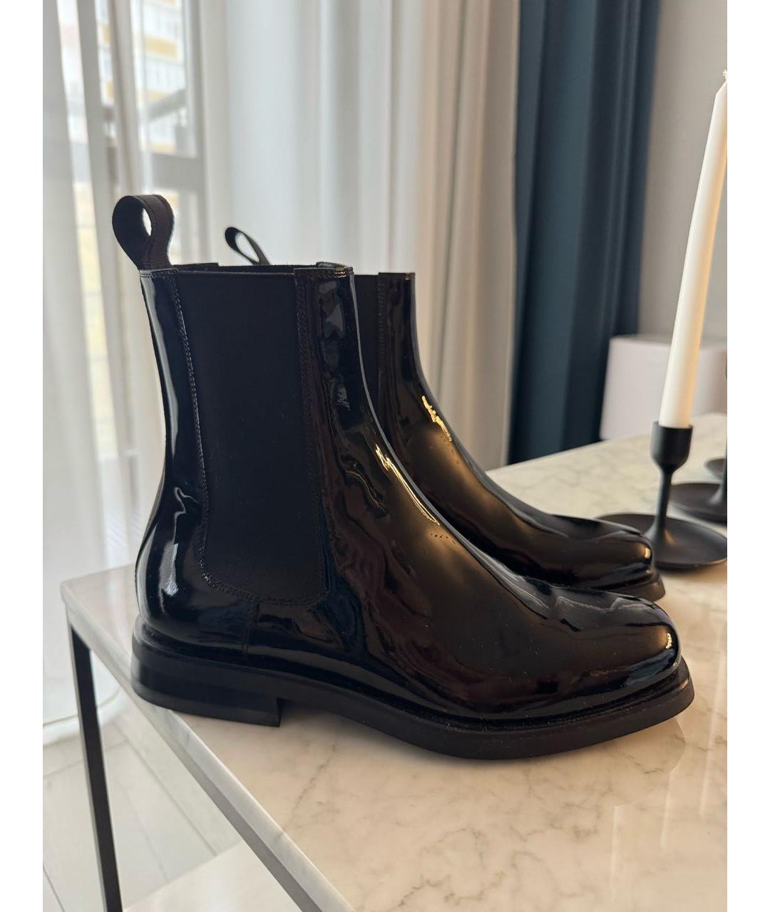 SANTONI Черные ботинки из лакированной кожи, фото 6