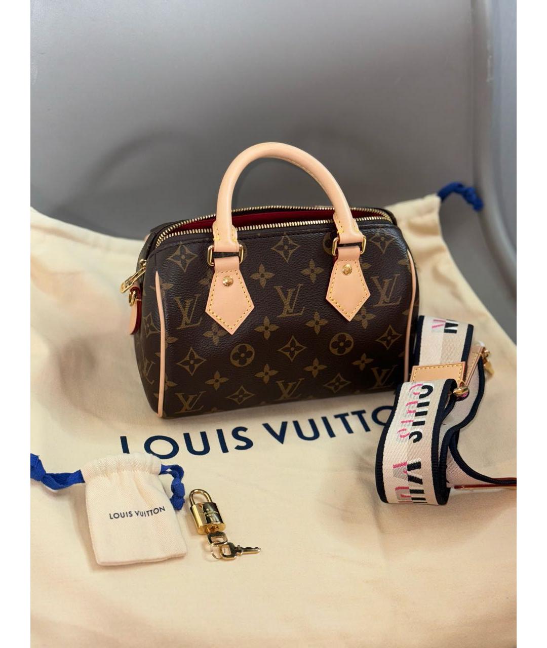 LOUIS VUITTON Коричневая кожаная сумка через плечо, фото 5