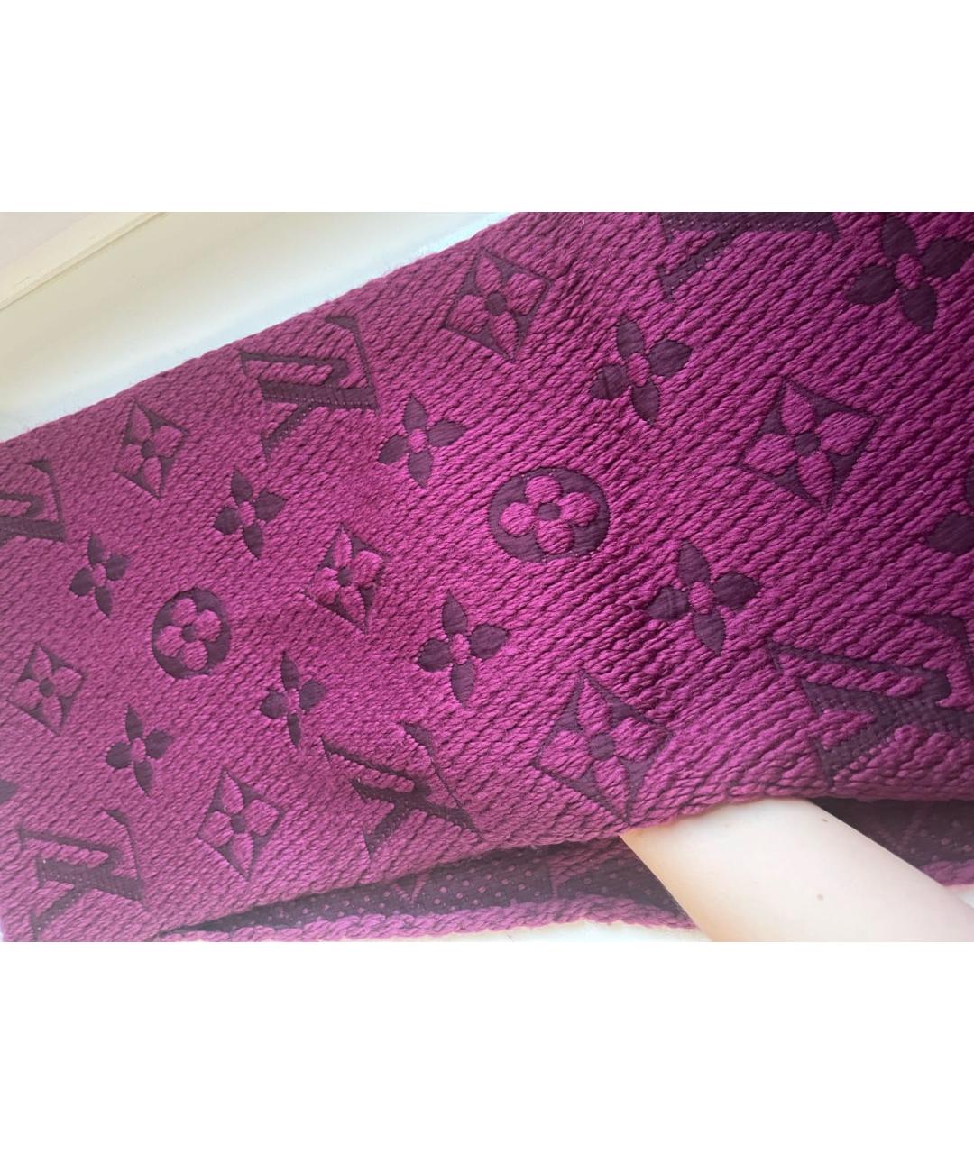LOUIS VUITTON Фиолетовый шерстяной шарф, фото 6